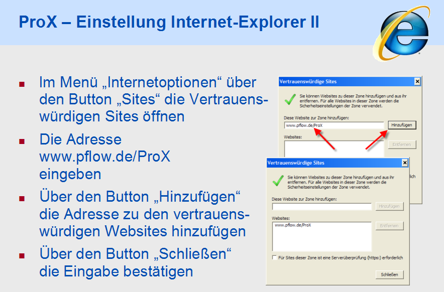 ProX - Einstellung Internet-Explorer